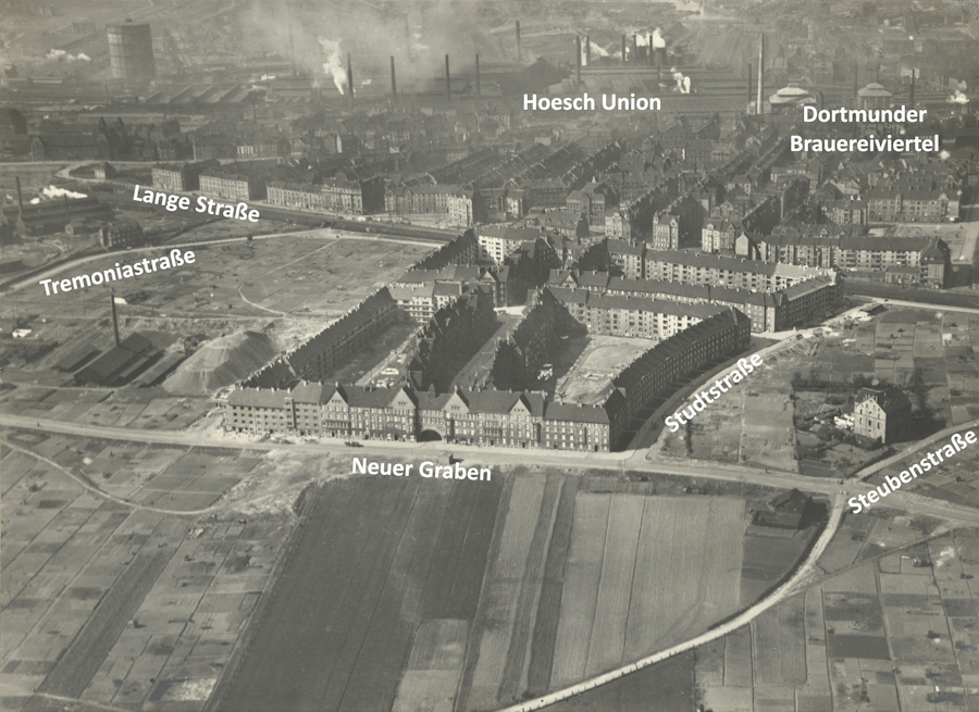 Althoffblock um 1928 aus Süden betrachtet