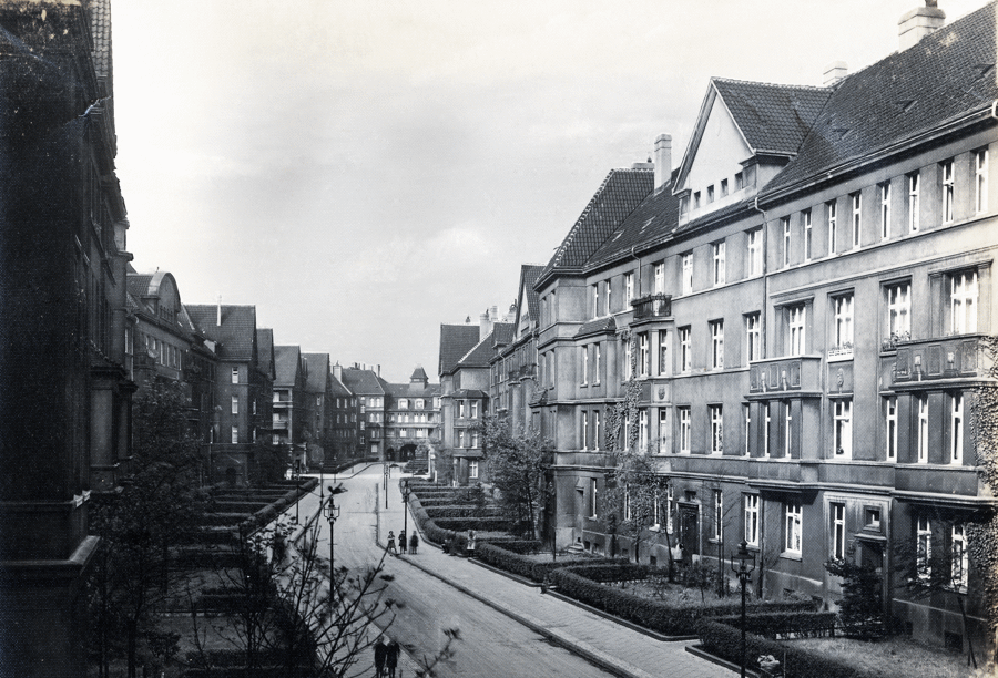 Althoffstraße um 1928 in Richtung Norden betrachtet