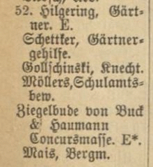 Ausschnitt Baroper Straße 52 im Dortmunder Adressbuch 1881