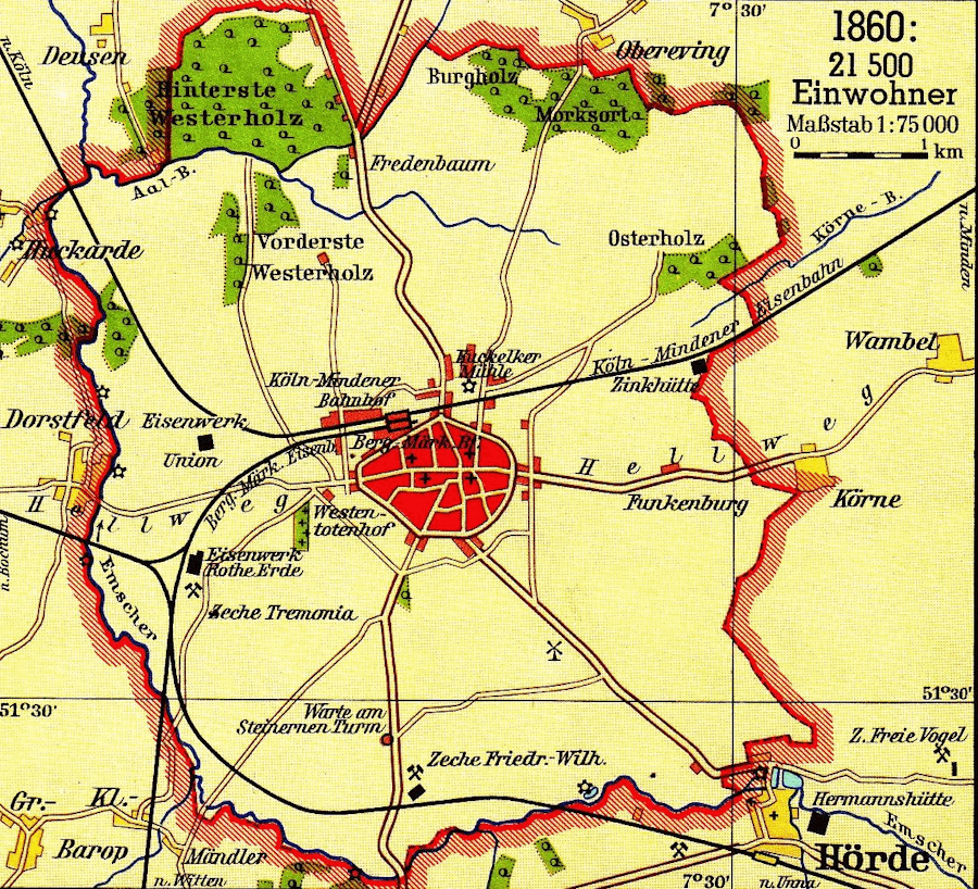 Plan der Grafschaft Dortmund um 1860