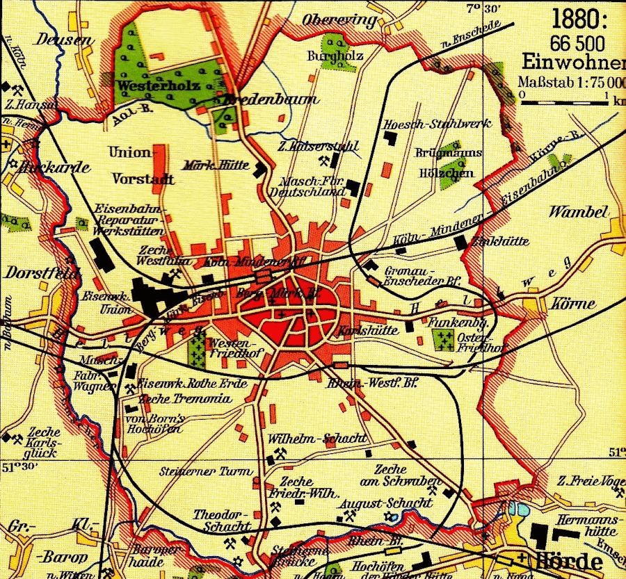 Plan der Grafschaft Dortmund um 1880