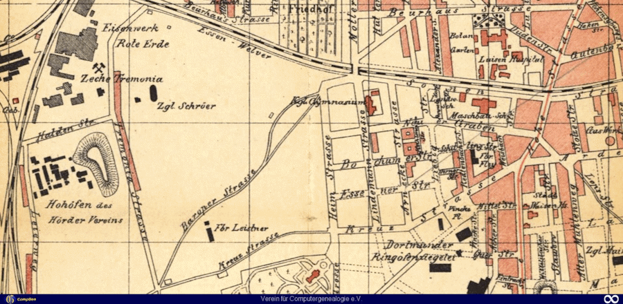 Stadtplan zum Dortmunder Adressbuch 1907