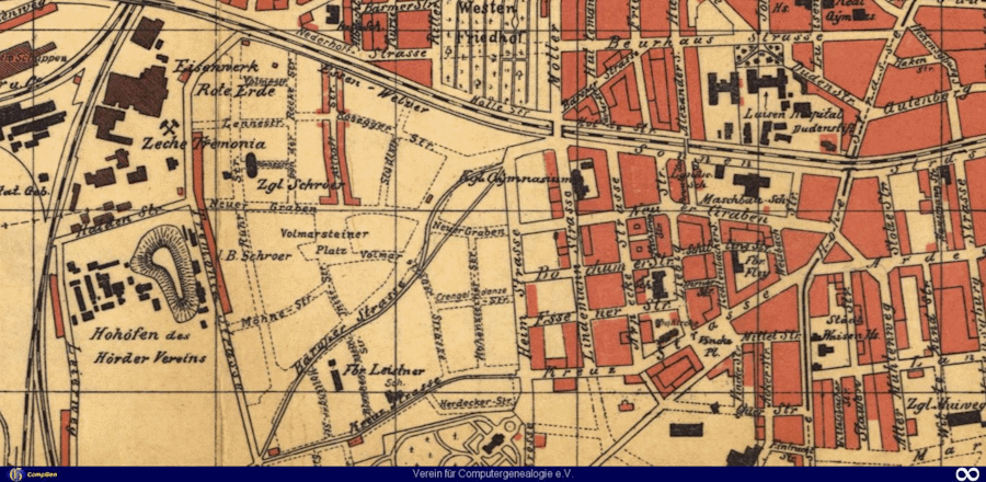 Stadtplan zum Dortmunder Adressbuch 1915
