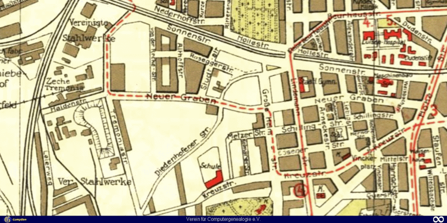 Stadtplan zum Dortmunder Adressbuch 1928