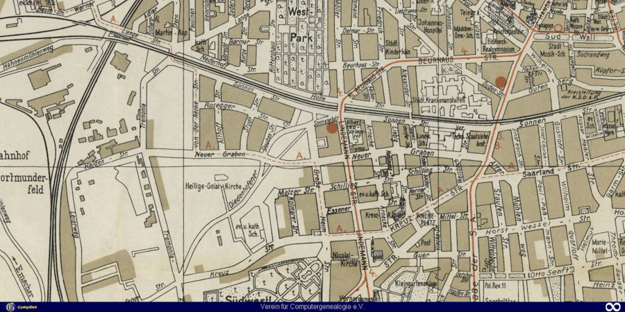 Stadtplan zum Dortmunder Adressbuch 1938